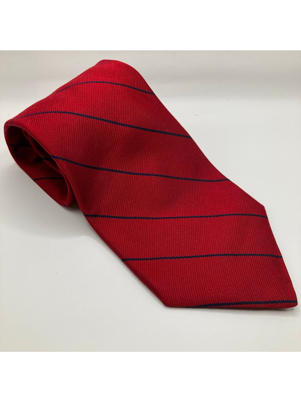 Vintage Benchmark 100% Silk Red Navy Stripe Wide Tie Preppy Classic Office Gift